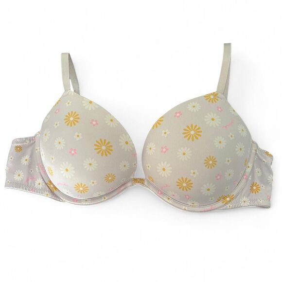 Pink Victoria’s Secret Daisy print bra 32C super push up bombshell padding - Picture 8 of 8